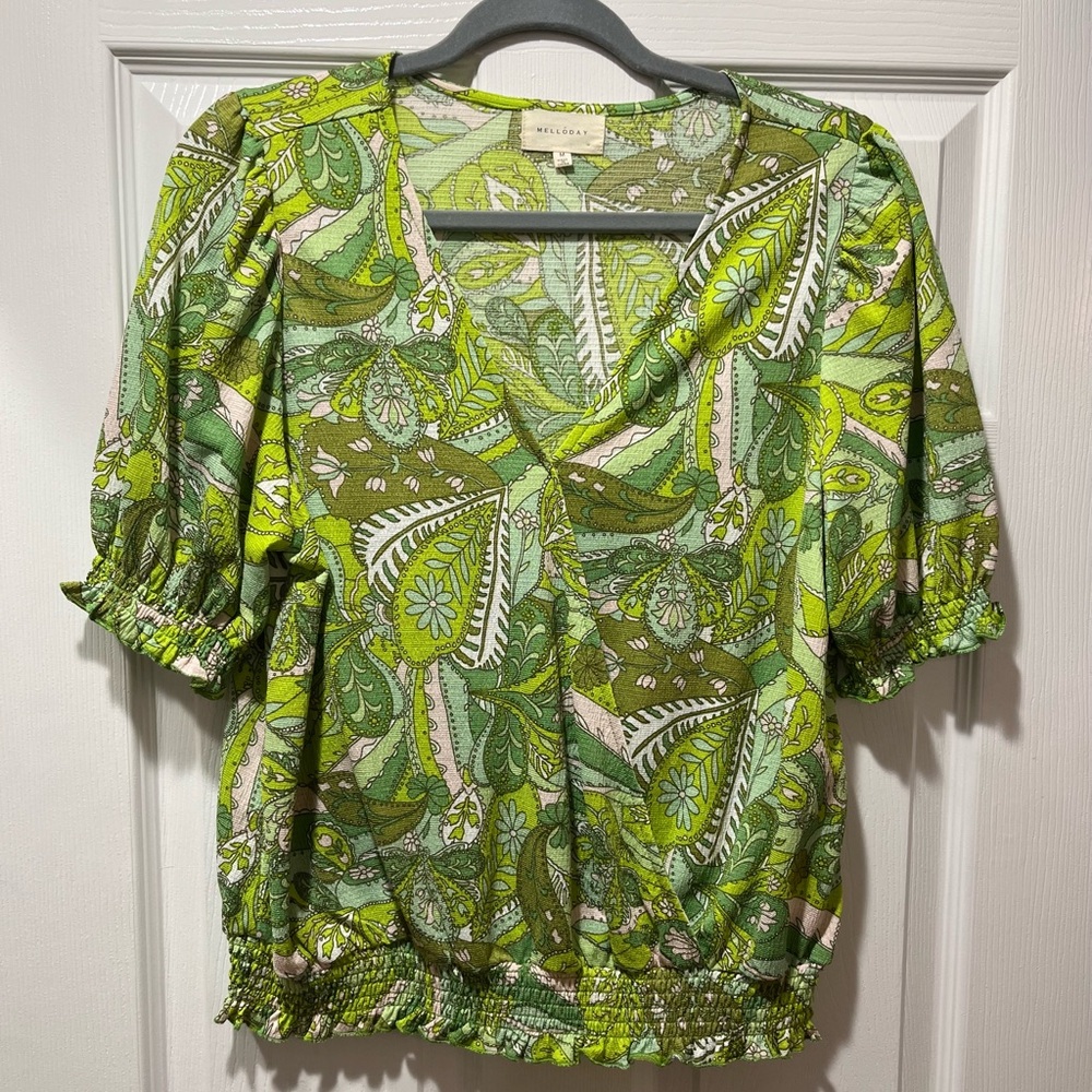 Anthropologie Melloday Blouse Womens Retro Hippie Free-Spirit Bold Top Medium